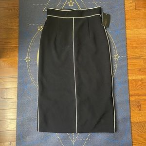 NWT Navy Pencil Skirt with White Trim [Zara]